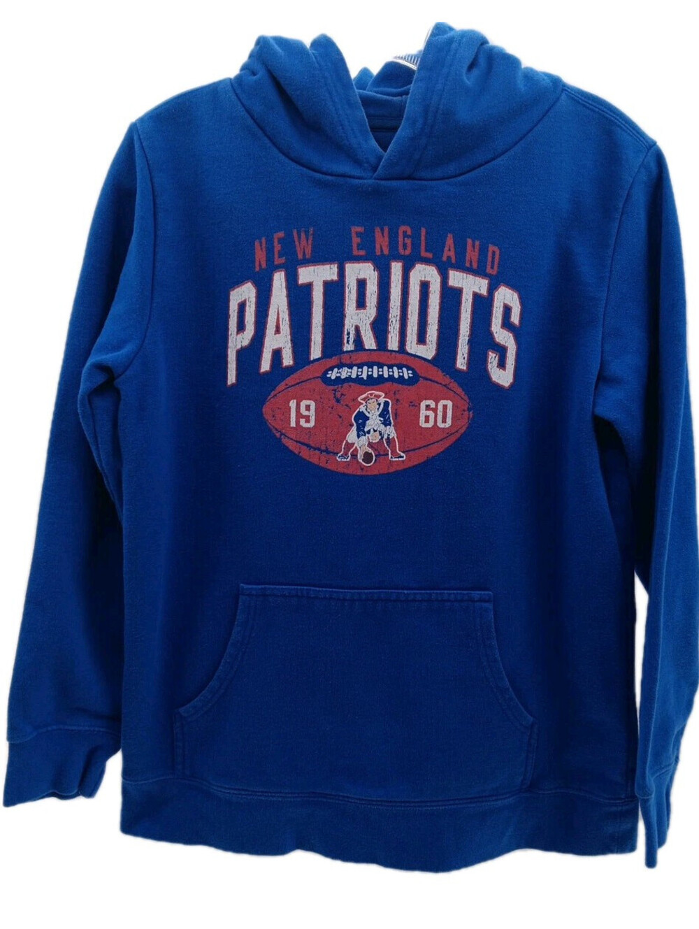 New England Patriots Hoodie Youth Large Blue Throwback Logo NFL Pullover Retro